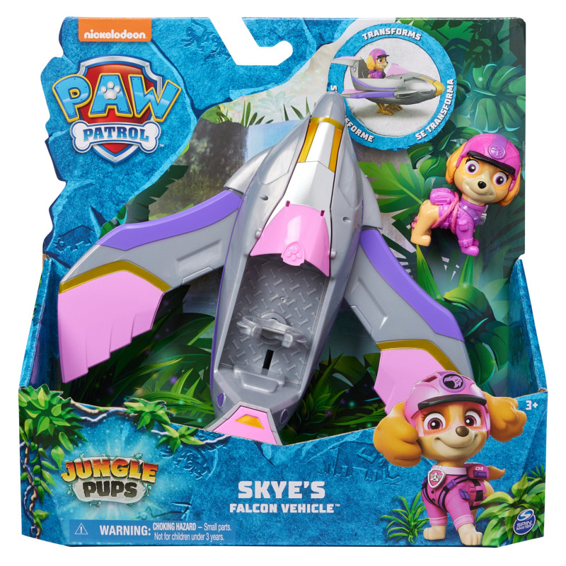spinmaster paw patrol jungle pups: veicolo falcon con personaggio