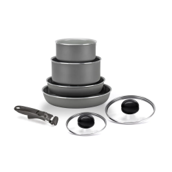 batteria pentole alluflon moneta melodia grigio 7pz