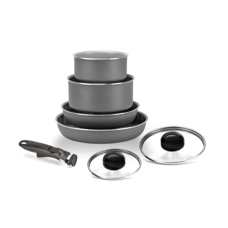 batteria pentole alluflon moneta melodia grigio 7pz