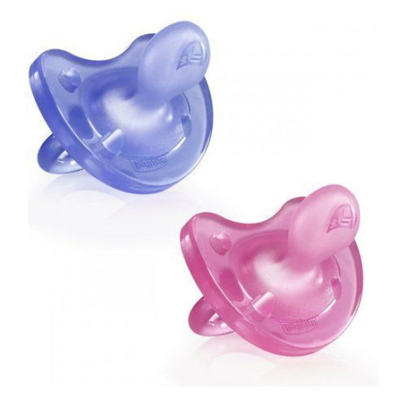 succhietto chicco physioforma dual soft bimba 6/16 mesi rosa 2pz