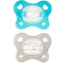 succhietto chicco dual soft 6/16 mesi azzurro 2pz