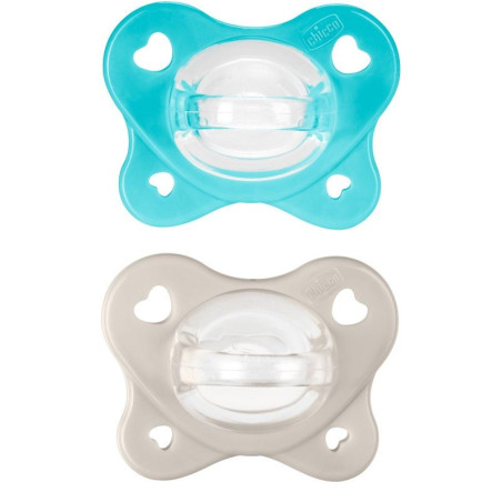 succhietto chicco dual soft 6/16 mesi azzurro 2pz