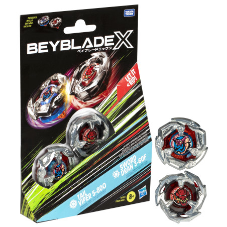 hasbro beyblade x tail viper 5-80o & sword dran 3-60f