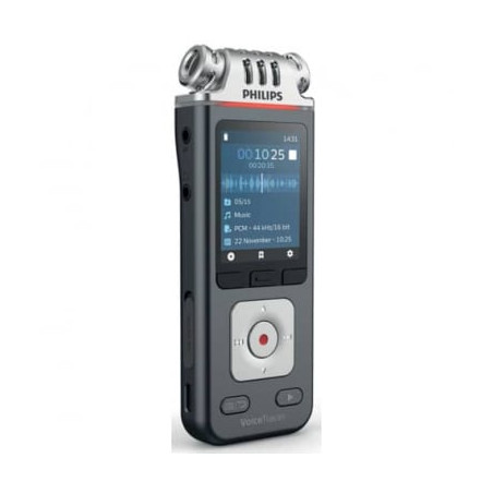 registratore audio philips 3mic stereo 24-bit/96khz 8gb antracite/argento