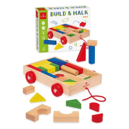 dal negro build & walk maxi 54102 carrellino in legno multicolore
