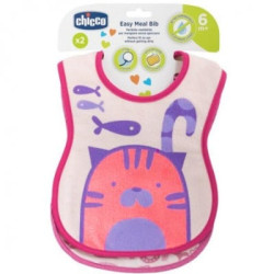 set bavaglini chicco easy meal bib rosa 2pz
