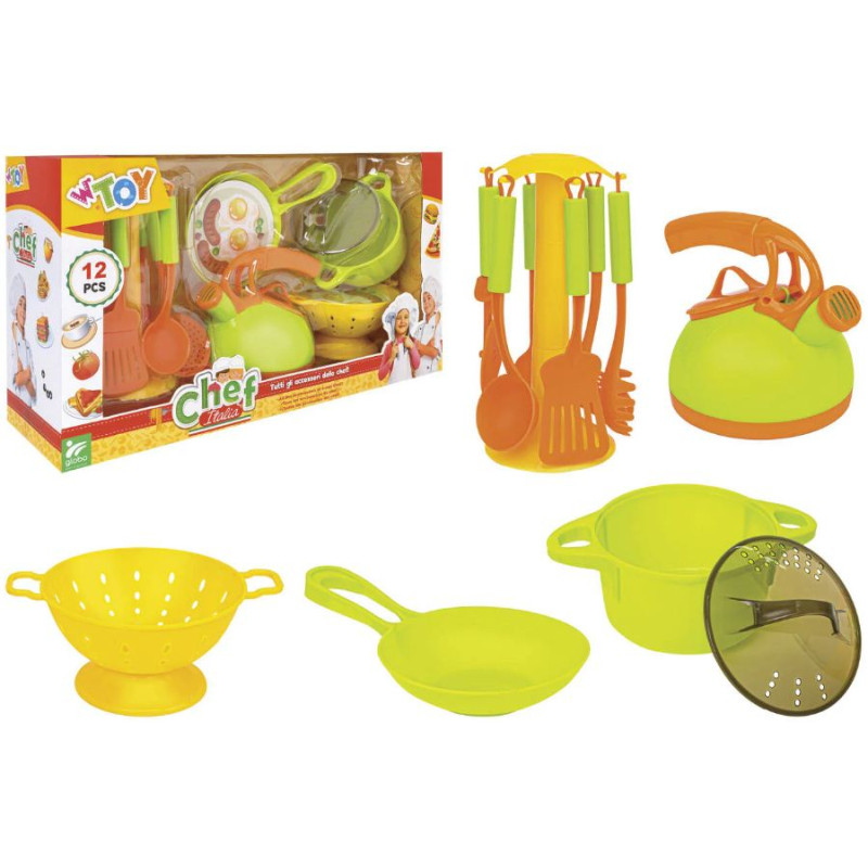 set da gioco globo toy chef italia per cucina multicolore 12pz