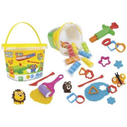 secchiello di pasta modellabile globo con accessori 10x50g multicolore