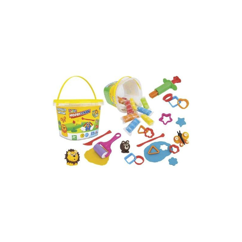 secchiello di pasta modellabile globo con accessori 10x50g multicolore