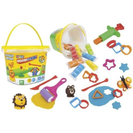 secchiello di pasta modellabile globo con accessori 10x50g multicolore