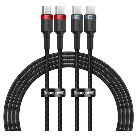 set cavi baseus cafule usb-c/usb-c 100w 20v 5a 480mbps 2m