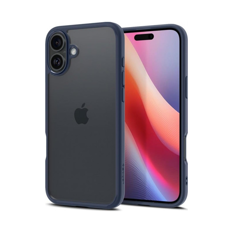 custodia spigen ultra hybrid per apple iphone 16 blu navy/trasparente