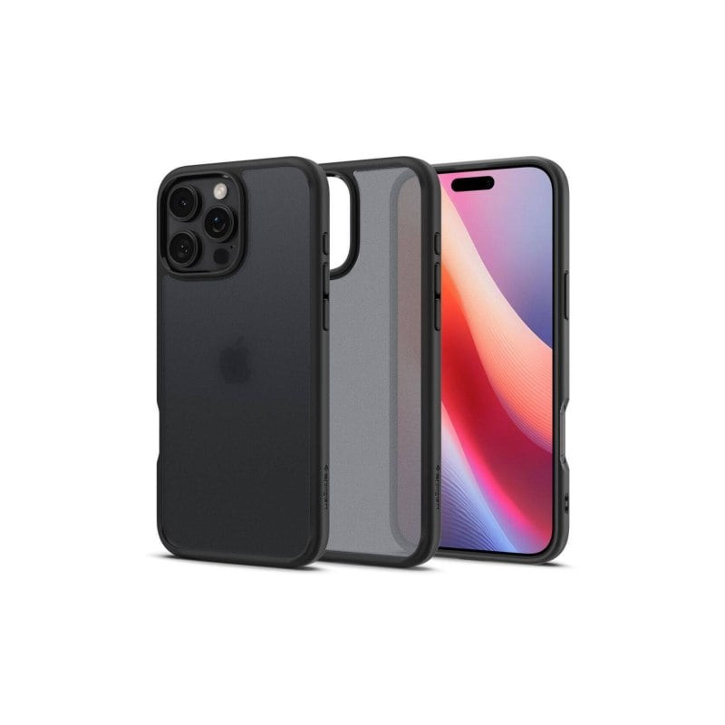 custodia spigen ultra hybrid per apple iphone 16 pro max nero opaco