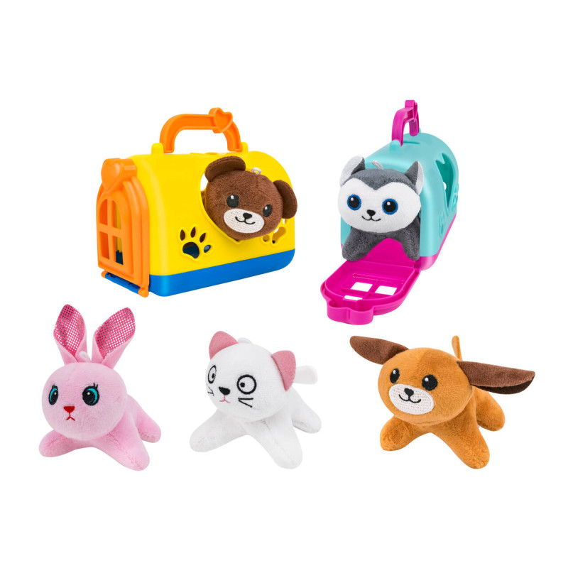 peluche globo cucciolo con trasportino da viaggio multicolore