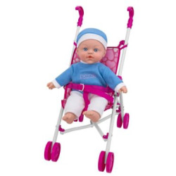 bambola parlante globo baby chris con passeggino/porta50kg 41cm 6frasi