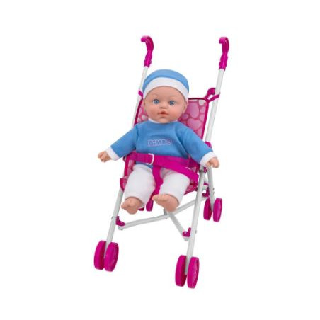 bambola parlante globo baby chris con passeggino/porta50kg 41cm 6frasi