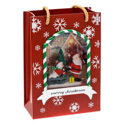 borsa lotti con babbo natale led 22cm rosso