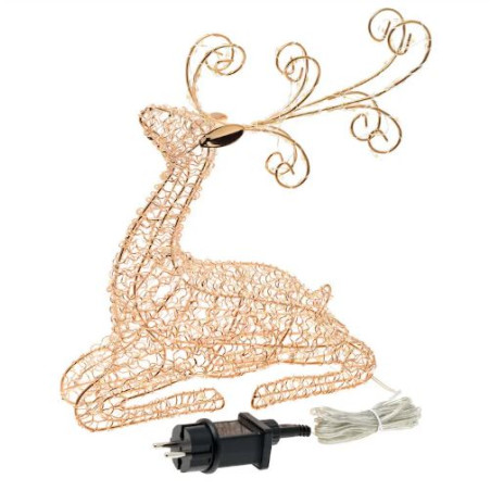 decorazione natalizia lotti renna metallo sdraiata led luce fissa