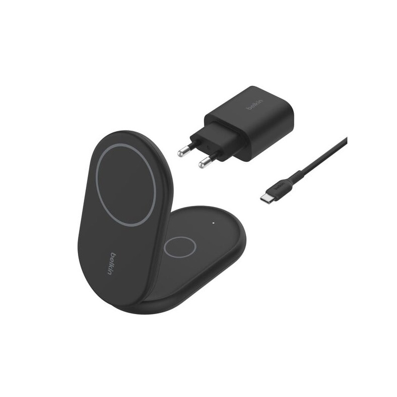caricabatterie belkin boostcharge qi2 usb-c doppio 15w nero [wiz028vfbk]