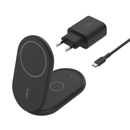 caricabatterie belkin boostcharge qi2 usb-c doppio 15w nero [wiz028vfbk]