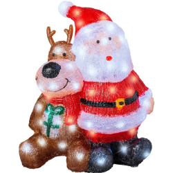 decorazione natalizia kaemingk babbo natale e renna multicolore [491268]
