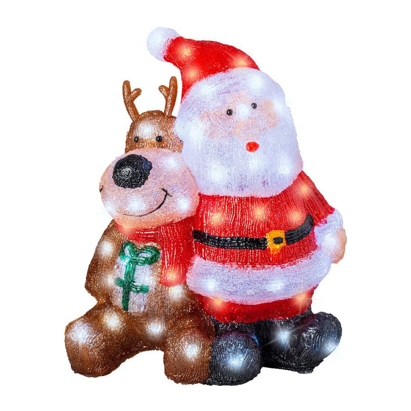 decorazione natalizia kaemingk babbo natale e renna multicolore [491268]