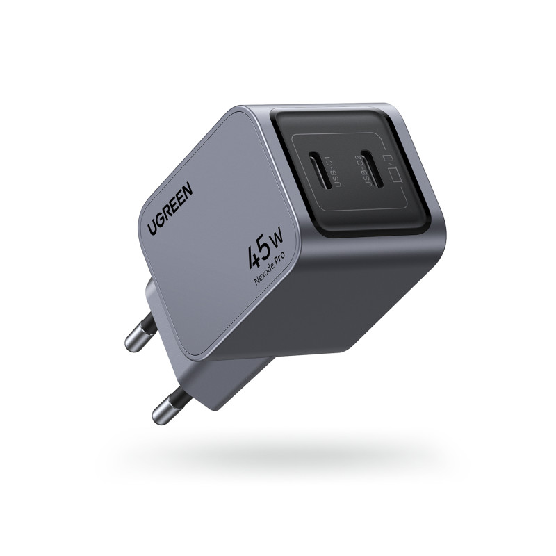 caricatore da muro ugreen nexode pro 45w dual usb-c grigio [35008]