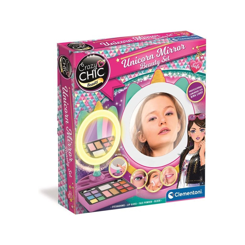 set make-up clementoni crazy chic specchio luminoso con trucchi
