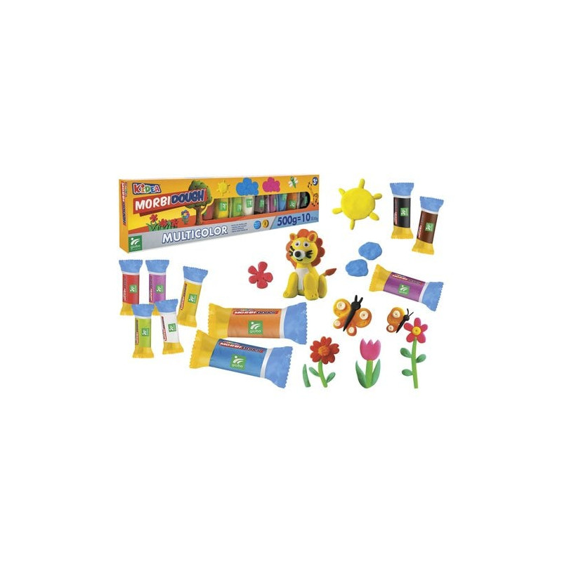 pasta modellabile globo 42354 kidea morbidough 10x50g multicolore