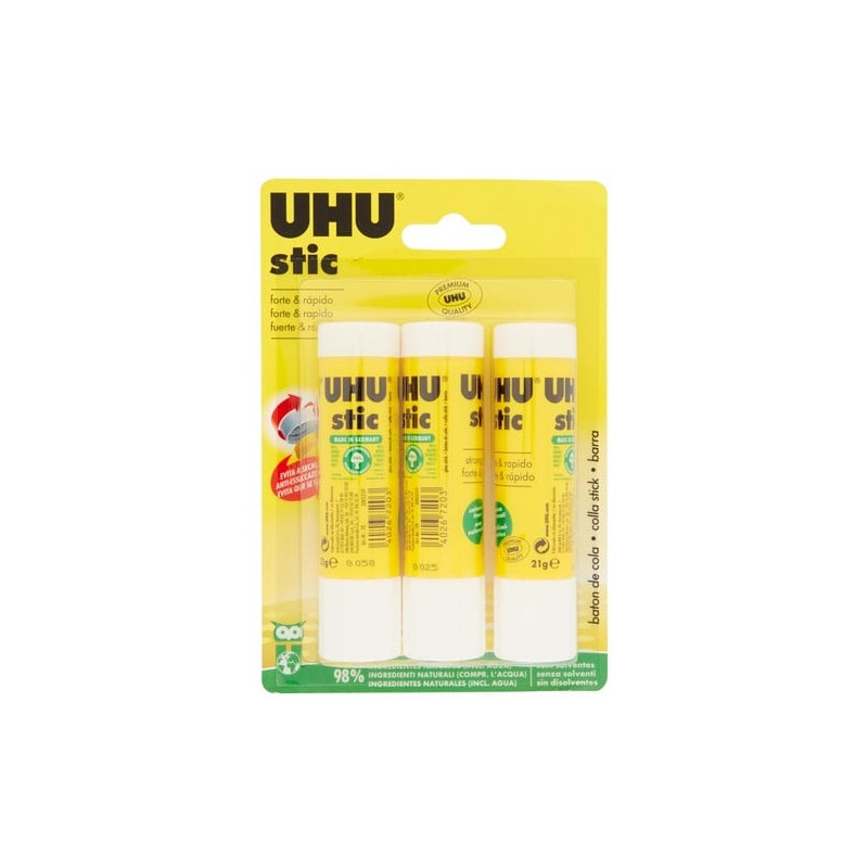 colla stick uhu bostik 3x21g bianco