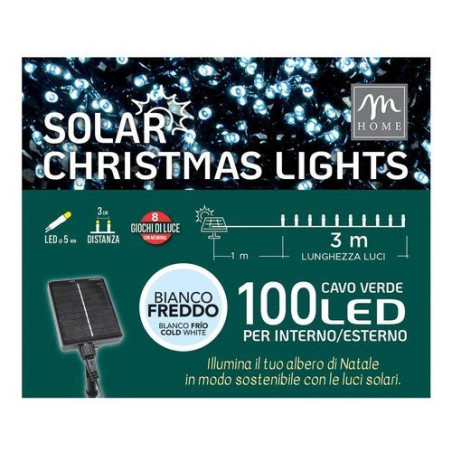 filo luci mercury 63796 solar led con giochi luce a 100 luci 3m bianco
