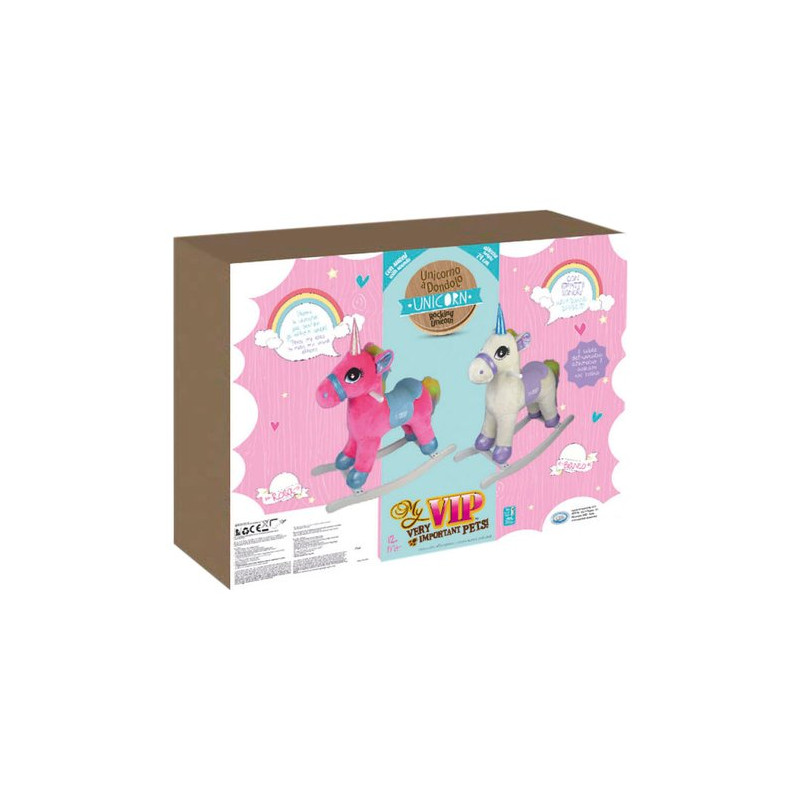 unicorno a dondolo ods my vip rocking unicorn con suoni 64cm rosa