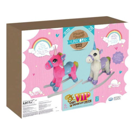 unicorno a dondolo ods my vip rocking unicorn con suoni 64cm rosa