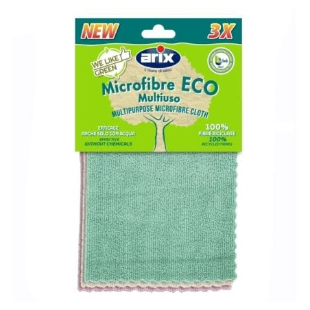 set panni multiuso arix 28612 eco in microfibra 350x150x20mm a colori