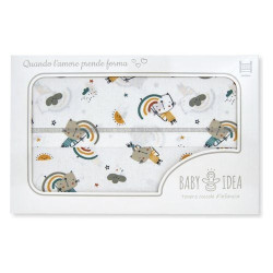 set completo lenzuola baby idea per lettino fantasia in cotone beige