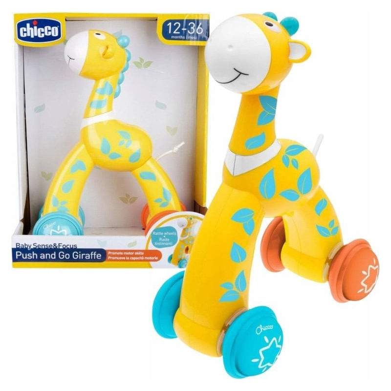 giocattolo chicco push & go giraffa 12x27x21cm multicolore