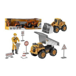 giocattolo globo set lavori corso con camion ruspa e figura big road