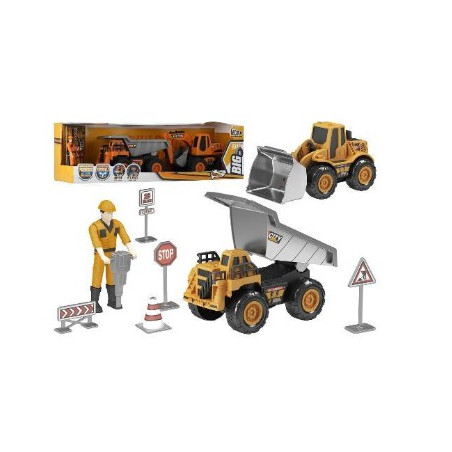 giocattolo globo set lavori corso con camion ruspa e figura big road
