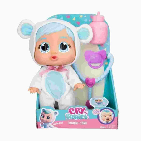 bambola imc toys cry babies loving care kristal 25cm con accessori
