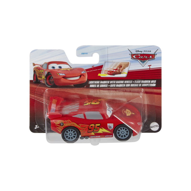 modellino mattel disney pixar cars hwy41 1/43 auto in plastica rosso/giallo