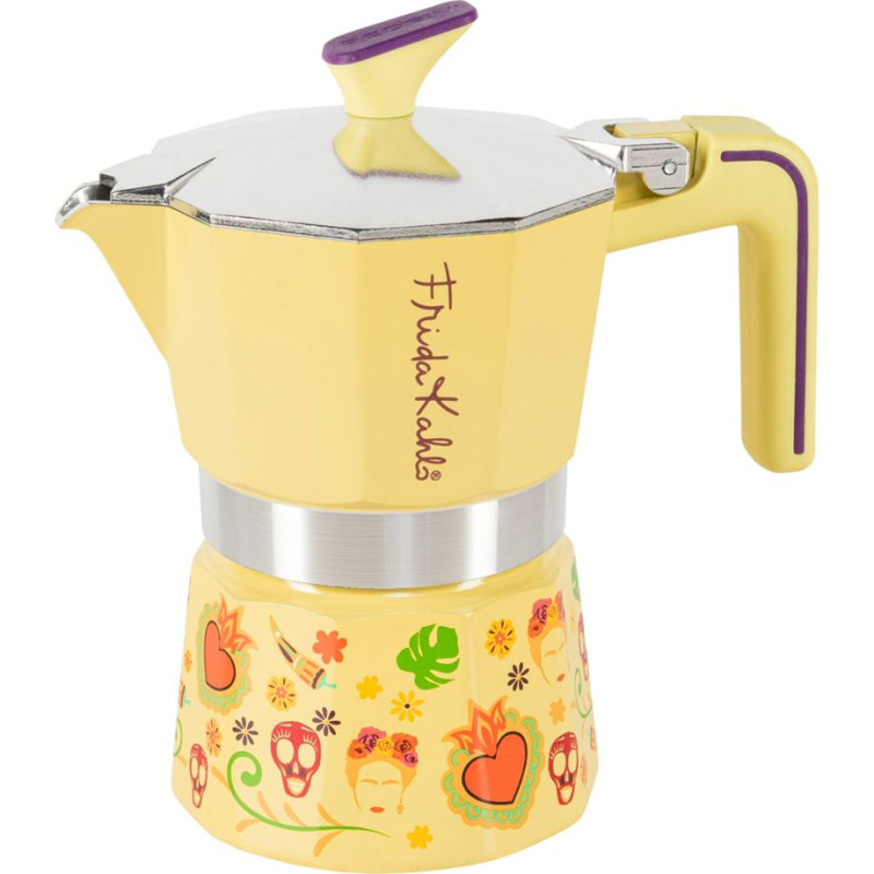 caffettiera pedrini frida kahlo moka 3tz in alluminio/acciaio inossidabile