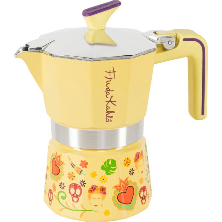 caffettiera pedrini frida kahlo moka 3tz in alluminio/acciaio inossidabile