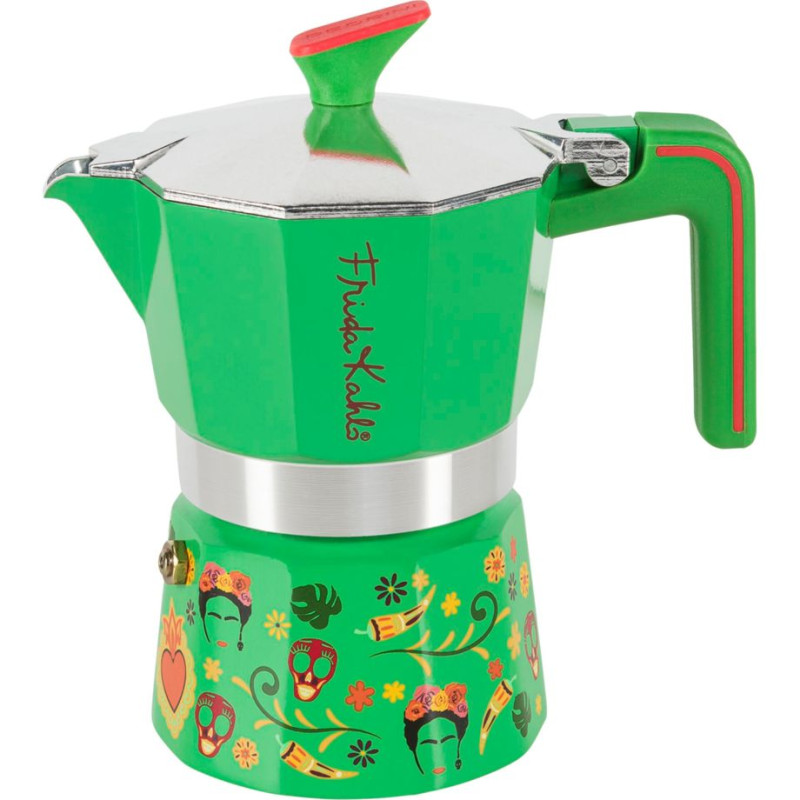 caffettiera pedrini frida kahlo moka 3tz in alluminio/acciaio inossidabile