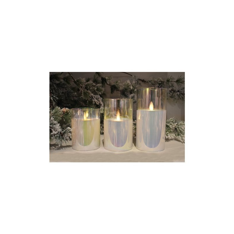 candela led in vetro iridescente pre qu' italia fiamma con timer