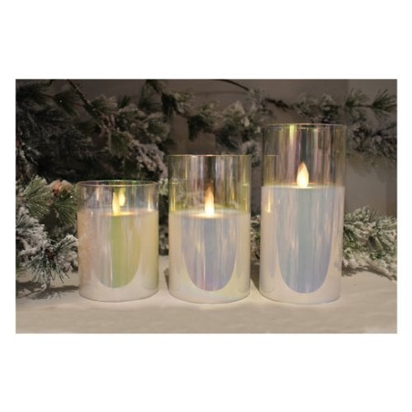 candela led in vetro iridescente pre qu' italia fiamma con timer