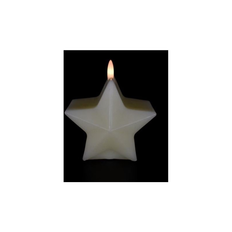 candela led pre qu' italia stella fiamma con timer cera avorio