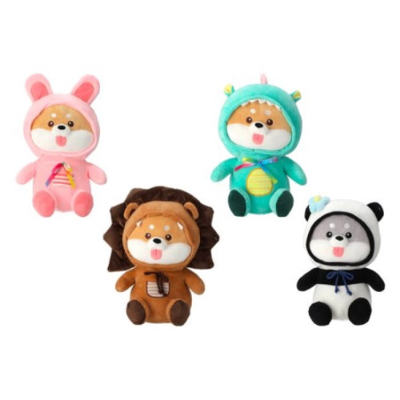 peluche globo 83436 pelux cagnolino con tutina 32cm multicolore