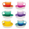 set tazzine caffe' amicasa con piattino colori assortiti 6pz