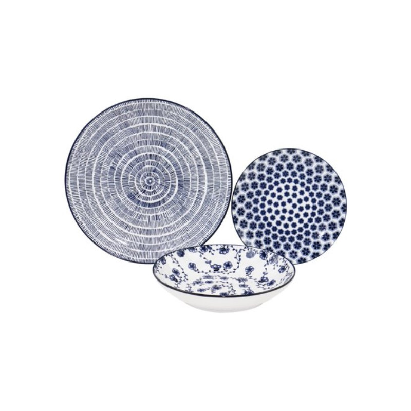 set piatti amicasa art 45 vega da tavola blu 18pz