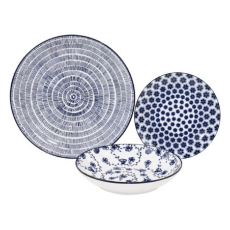 set piatti amicasa art 45 vega da tavola blu 18pz